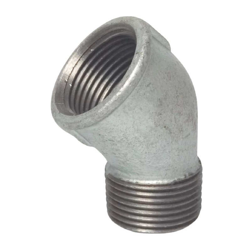 2" Gusseisen Temperguss Fitting Nr. 121 Winkel 45° Innen x Außengewinde IG x AG DVGW PN 25 bar