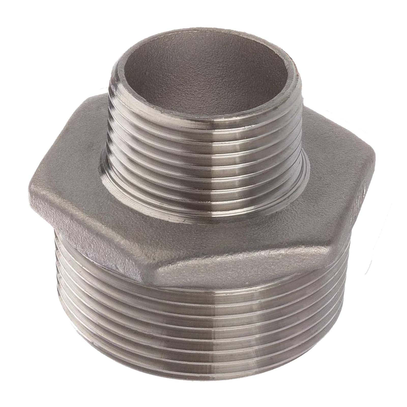 2 1/2" Edelstahl Fitting V4A AISI 316 Nr. 245 - Reduktionsnippel Außen x Außengewinde AG - 2 1/2" x 2" - PN 16 bar