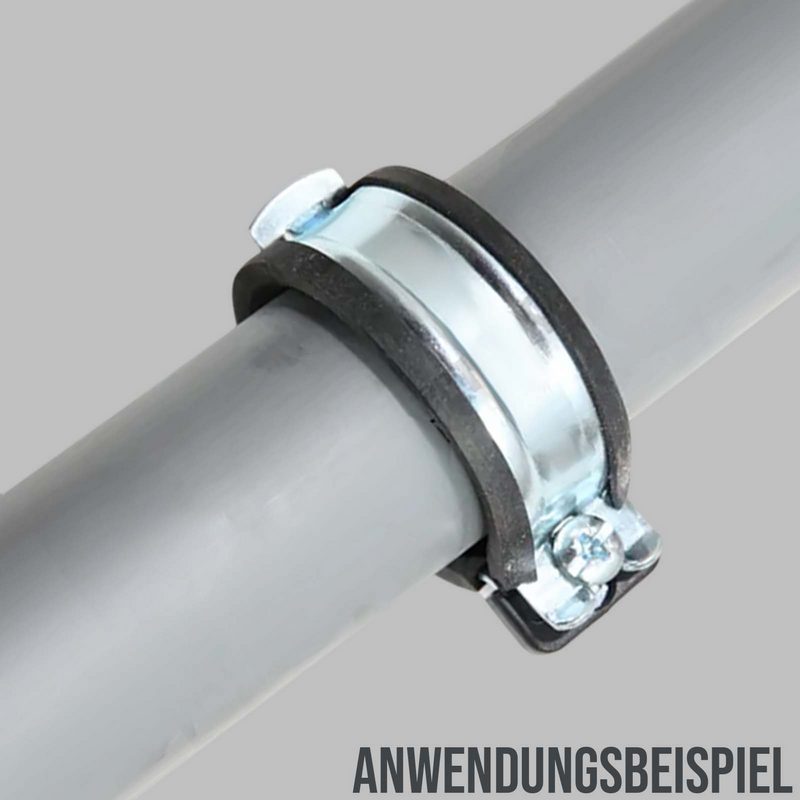 15 - 19 mm Rohr Schraub Schelle Klemme mit Gummieinlage M8 M10 2-teilig Edeltahl AISI 304 DIN 4109