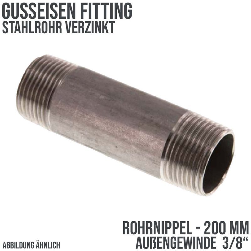 3/8" Rohrnippel Nr. 23 Stahl verzinkt 200 mm Außen x Außengewinde AG Fittings - PN 16 bar
