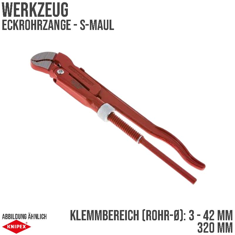 320 mm Eckrohr Zange 45° S-Maul Klemmbereich 3 - 42 mm Knipex