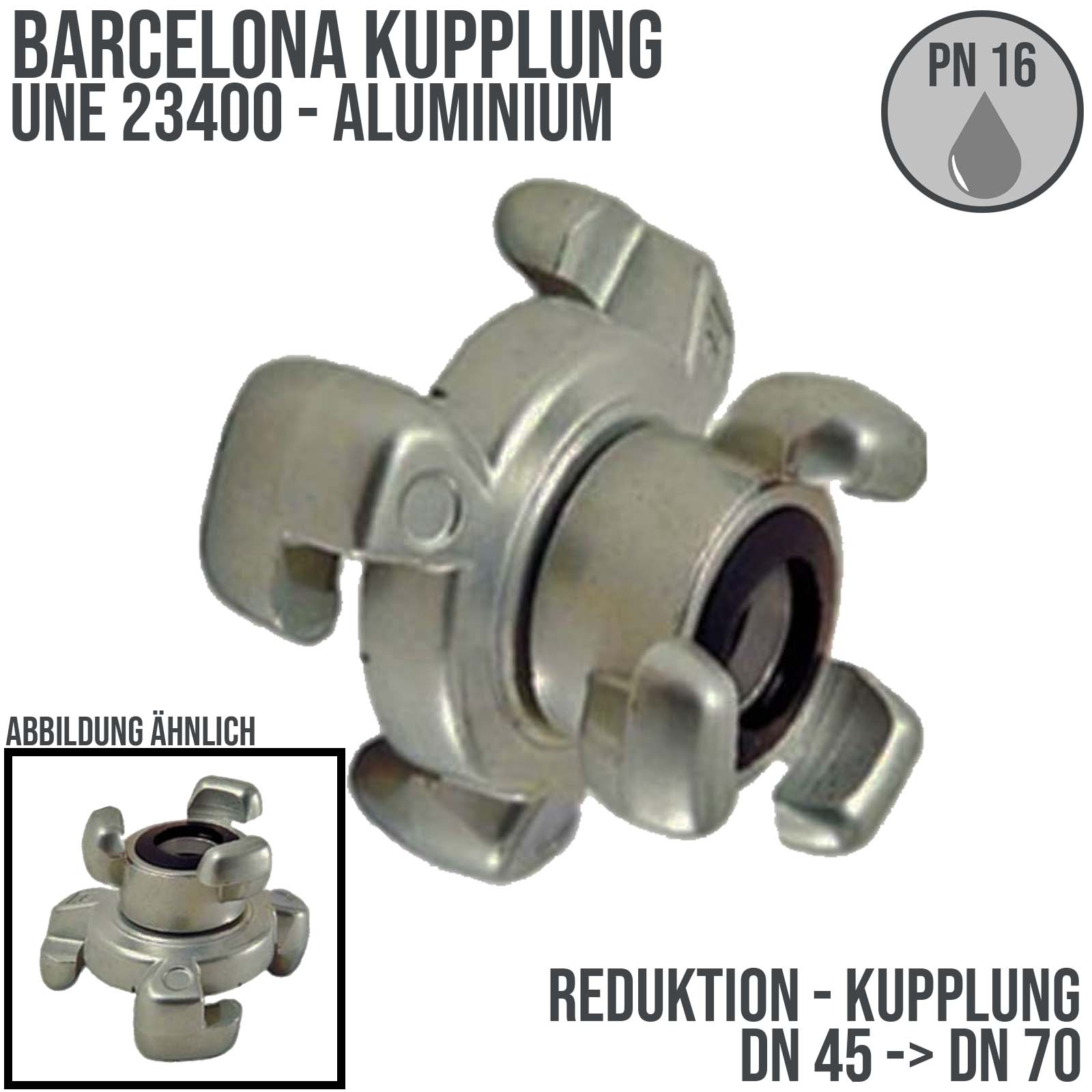 DN 45 -> DN 70 Barcelona Kupplung UNE 23400 Reduktion Reduzierung - PN 16 bar