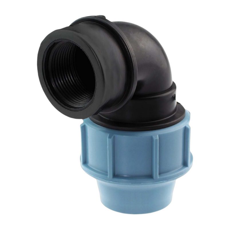 40 mm x 1" PE PP Fitting Klemm Verbinder Verschraubung Rohr Winkel 90° x IG DVGW - Unidelta