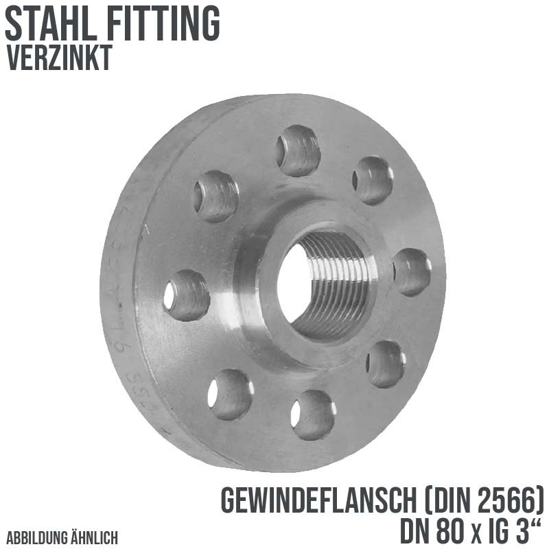 DN 80 x 3" Gewinde Flansch Innengewinde IG Stahl verzinkt DIN 2566 - PN 16 bar