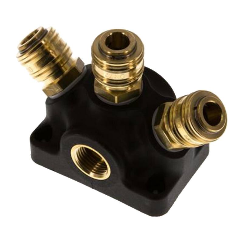 3/4" Wand Verteiler Dose Kunststoff Innengewinde IG auf 3-fach Kupplungdose NW 7,2 Messing