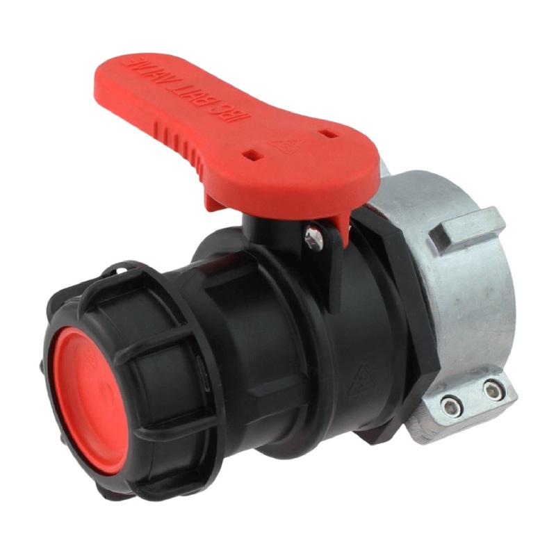 IBC S75 x 6 -> S60 x 6 Kugel Hahn rot Auslass Fass Ventil Container Tank Zubehör PTFE-Dichtung