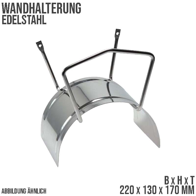220 x 130 x 170 mm Schlauch Wandhalter Edelstahl Lebensmittel silber