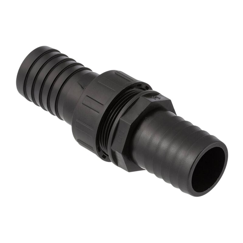 40 x 38 mm Schlauch Verschraubung reduziert 2-fach Stutzen Tülle Pool Teich Garten PP schwarz - PN 6 bar