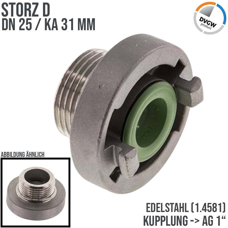 STORZ D DN 25 KA 31 V4A Kupplung Außengewinde AG 1" Saug Bau Feuerwehr Schlauch KTW FKM - PN 16 bar