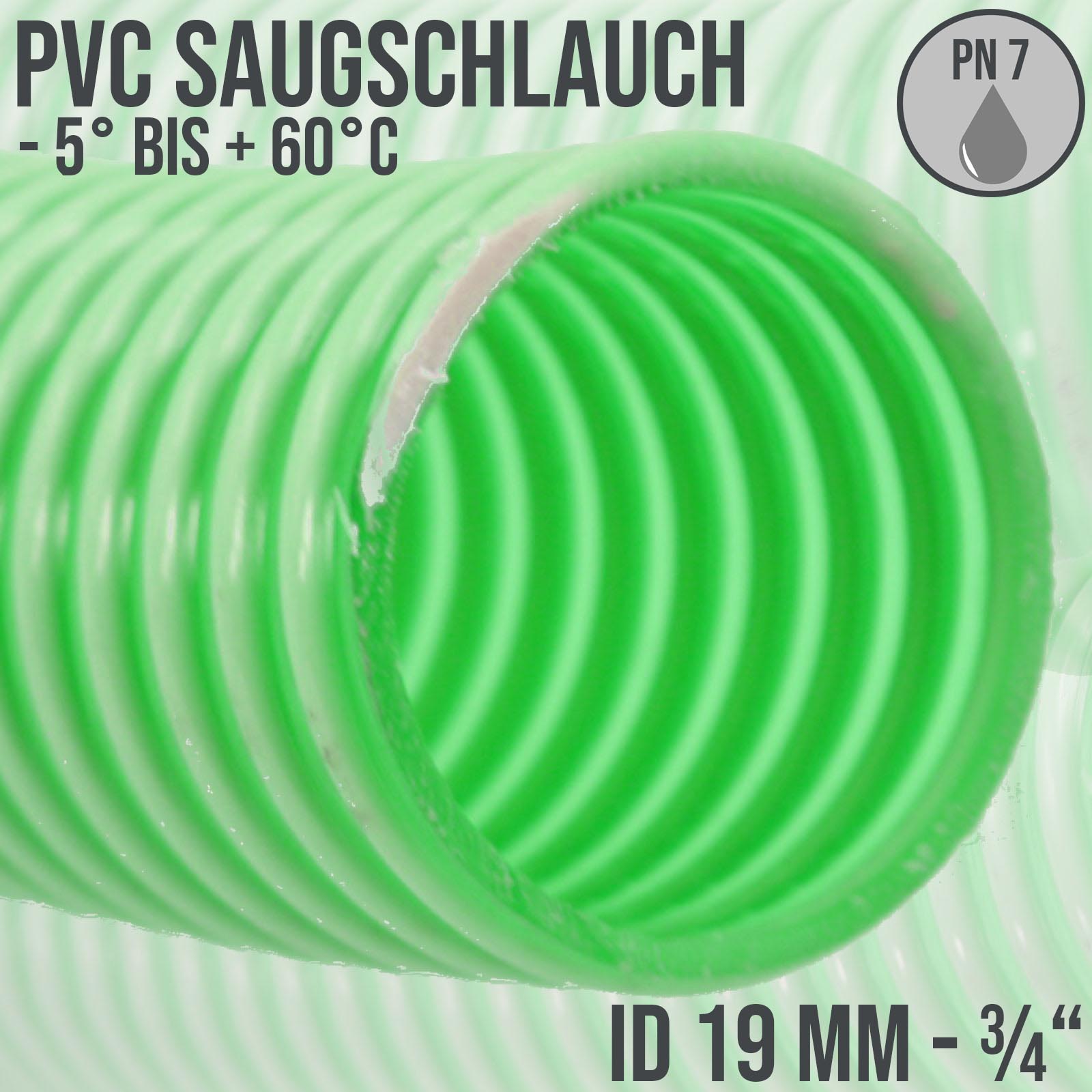 19 mm 3/4" Zoll Saug Ansaug Spiral Förder Pumpen Schlauch grün-weiß transparent PN 7 bar