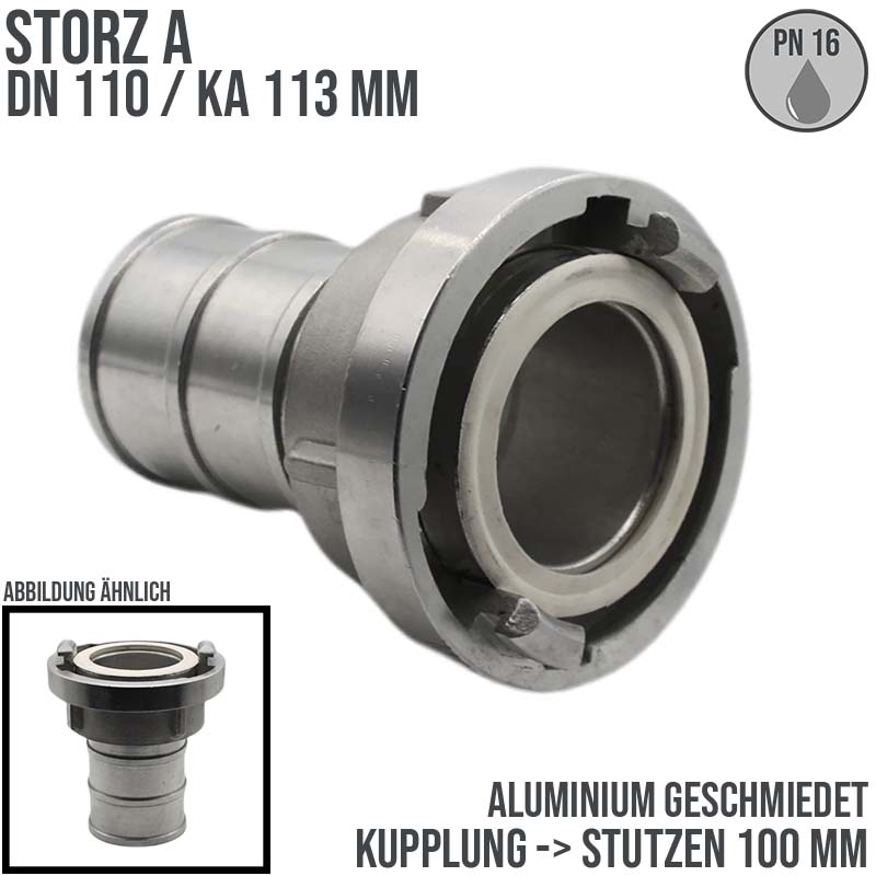 STORZ A DN 110 KA 133 Saug Druck Kupplung -> Stutzen Tülle 100 mm Bau Feuerwehr Schlauch Aluminium - PN 16 bar
