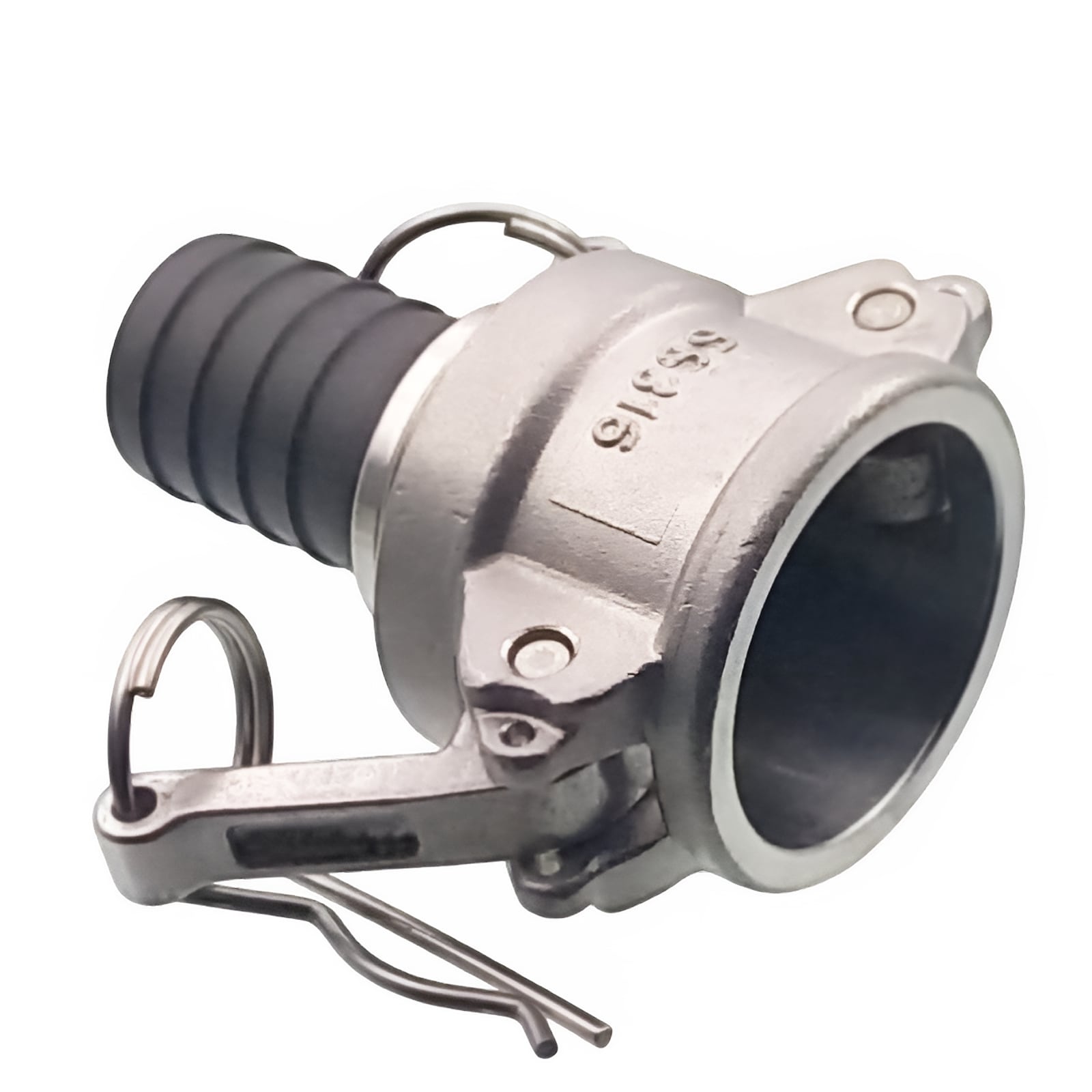 Kamlock Typ C - Mutterteil (91,5 mm) Edelstahl V2A (AISI 316) -> gerillter Stutzen DN 75 mm PFA beschichtet - PN 25 bar