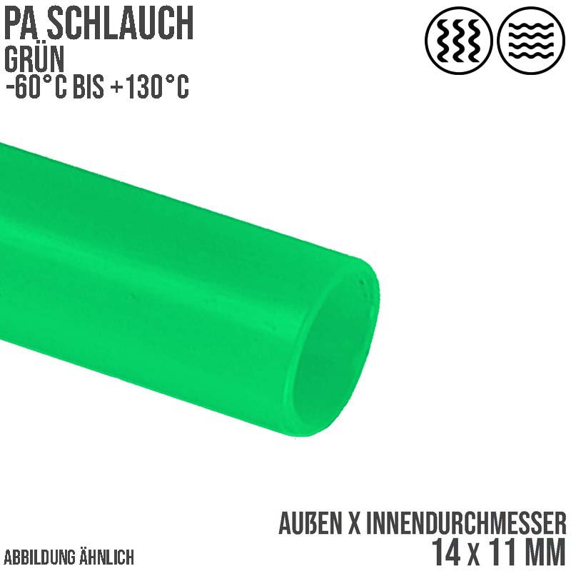 14 x 11 mm Polyamid PA Pneumatik Schlauch grün - PN 16 bar