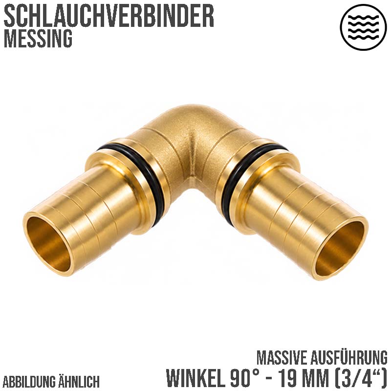 13 mm  Winkel 90° Schlauch Verbinder Verteiler Tülle Kupplung Reparatur Messing PN 10 bar