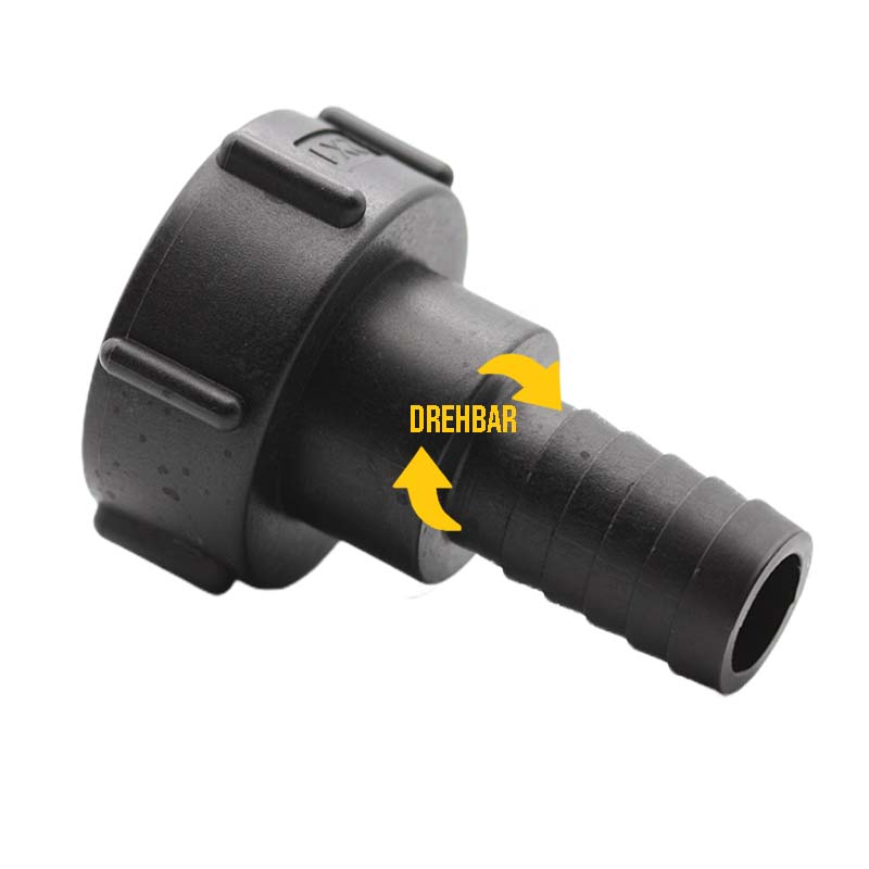 S60 x 6 IBC Adapter Tülle Stutzen drehbar 1 1/4" (32 mm) Container Fass Tank Zubehör PN 10 bar