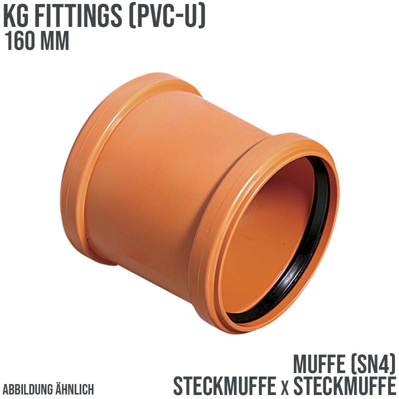 160 mm PVC Muffe Abfluß Abwasser HT KG Rohr SN4 Steckmuffe rostbraun