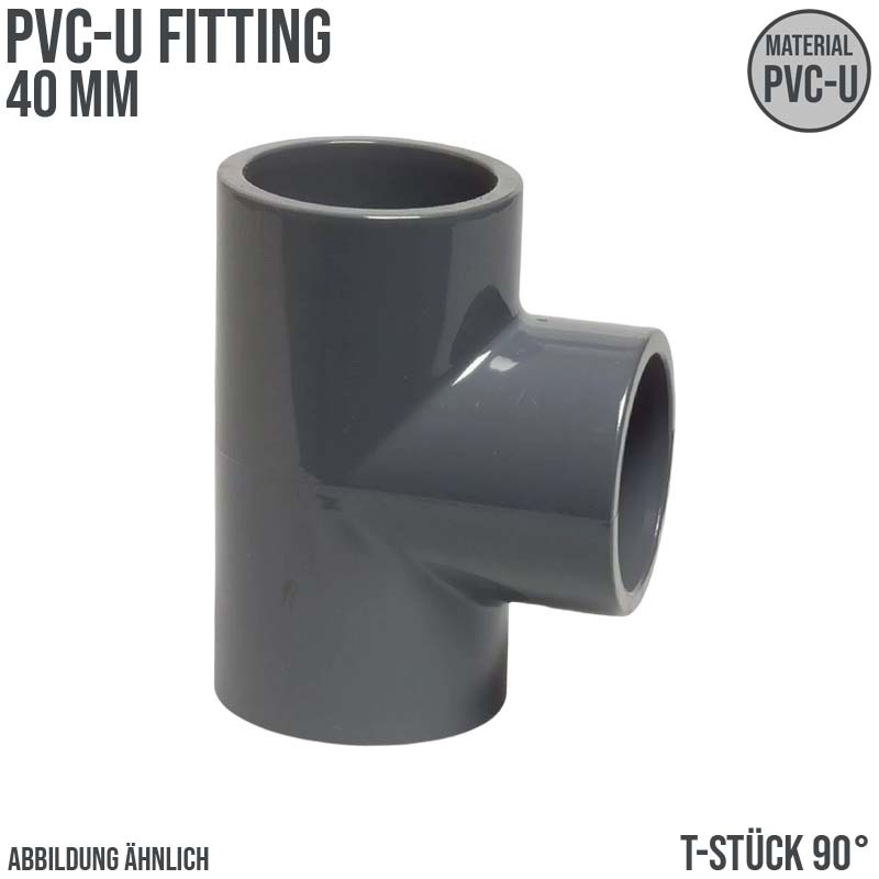 40 mm PVC Klebe Fitting T-Stück 90° Winkel Muffe Verbinder - PN 16 bar
