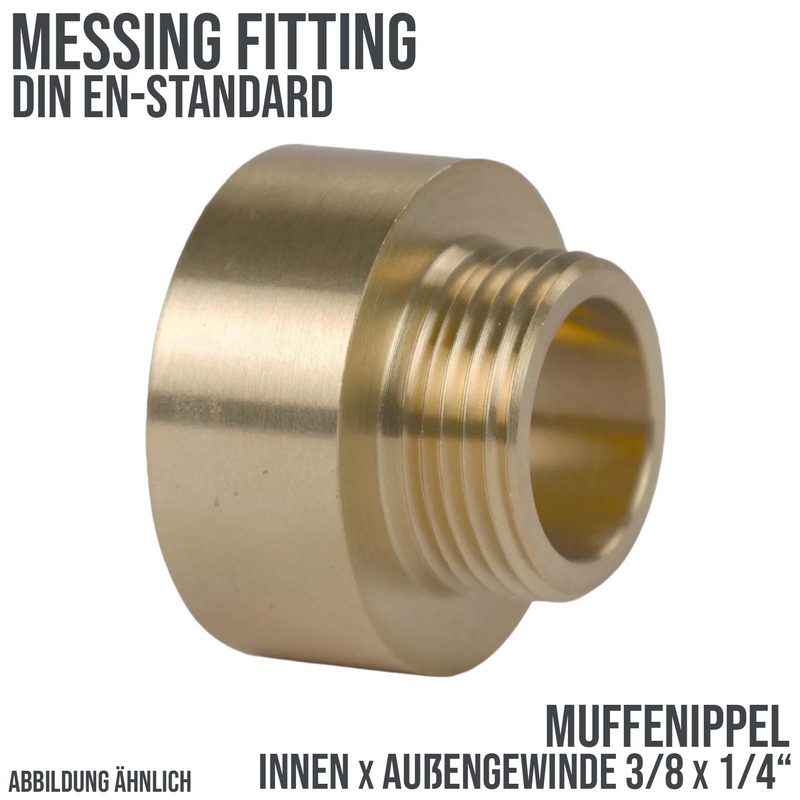 3/8" x 1/4" Muffen Nippel Nr. 246 Innen x Außengewinde IG x AG Messing Fittings PN 30 bar