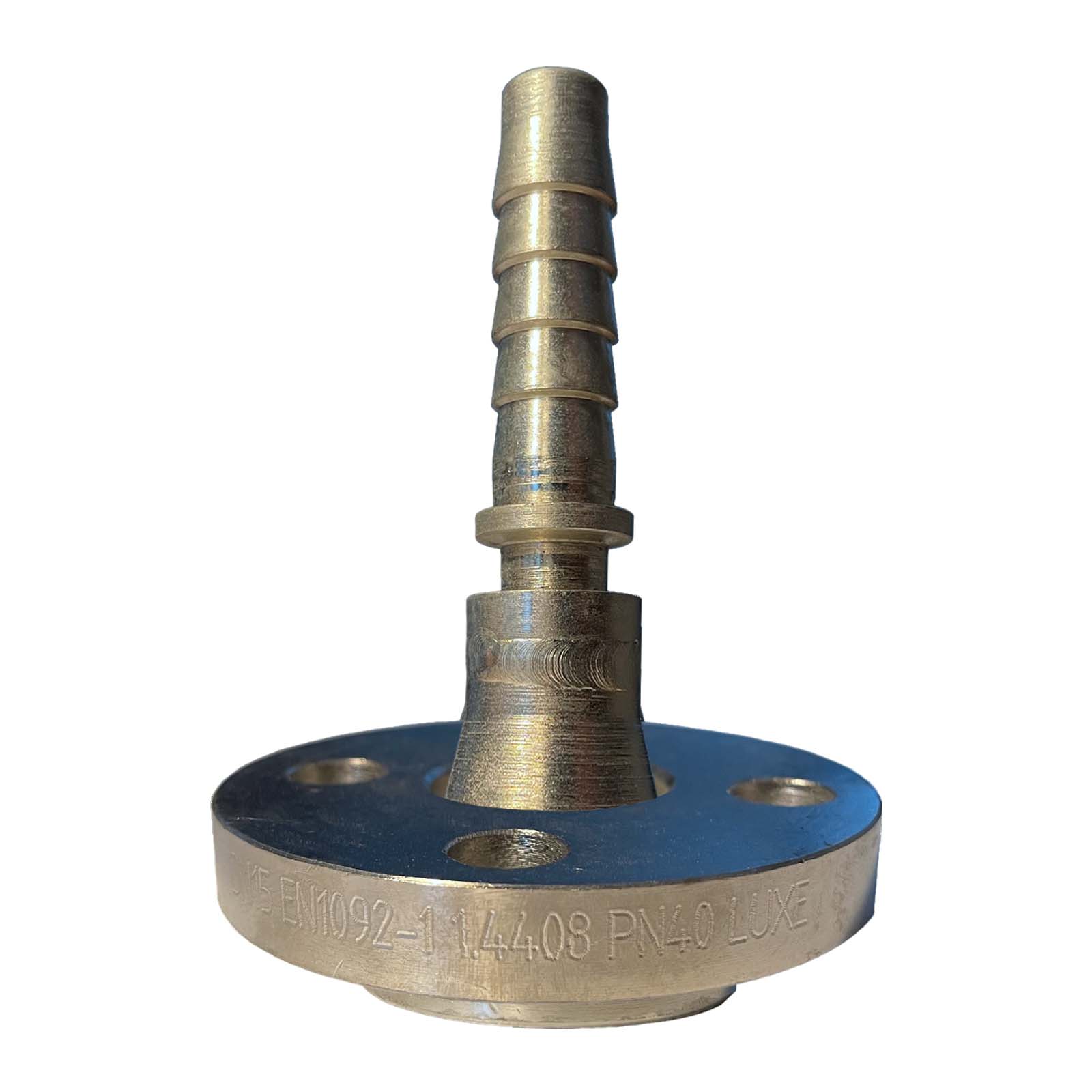 DN 40 Dampfschlaucharmatur Losflansch DN 40 mit 2" DN 50 Stutzen Tülle Sicherungsbund Edelstahl AISI 316 - PN 18 bar