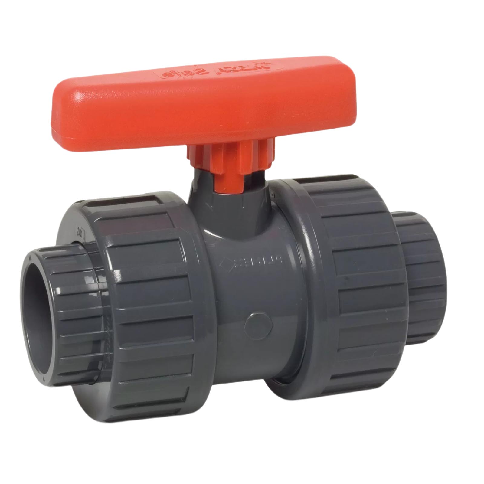 110 mm PVC Kugel Absperr Hahn Ventil beidseitige Klebemuffe Fitting PN 10 bar - roter Griff