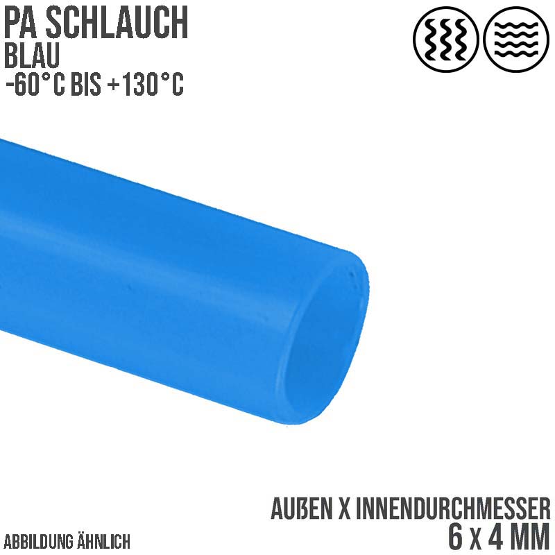 6 x 4 mm Polyamid PA Pneumatik Schlauch blau - PN 27 bar