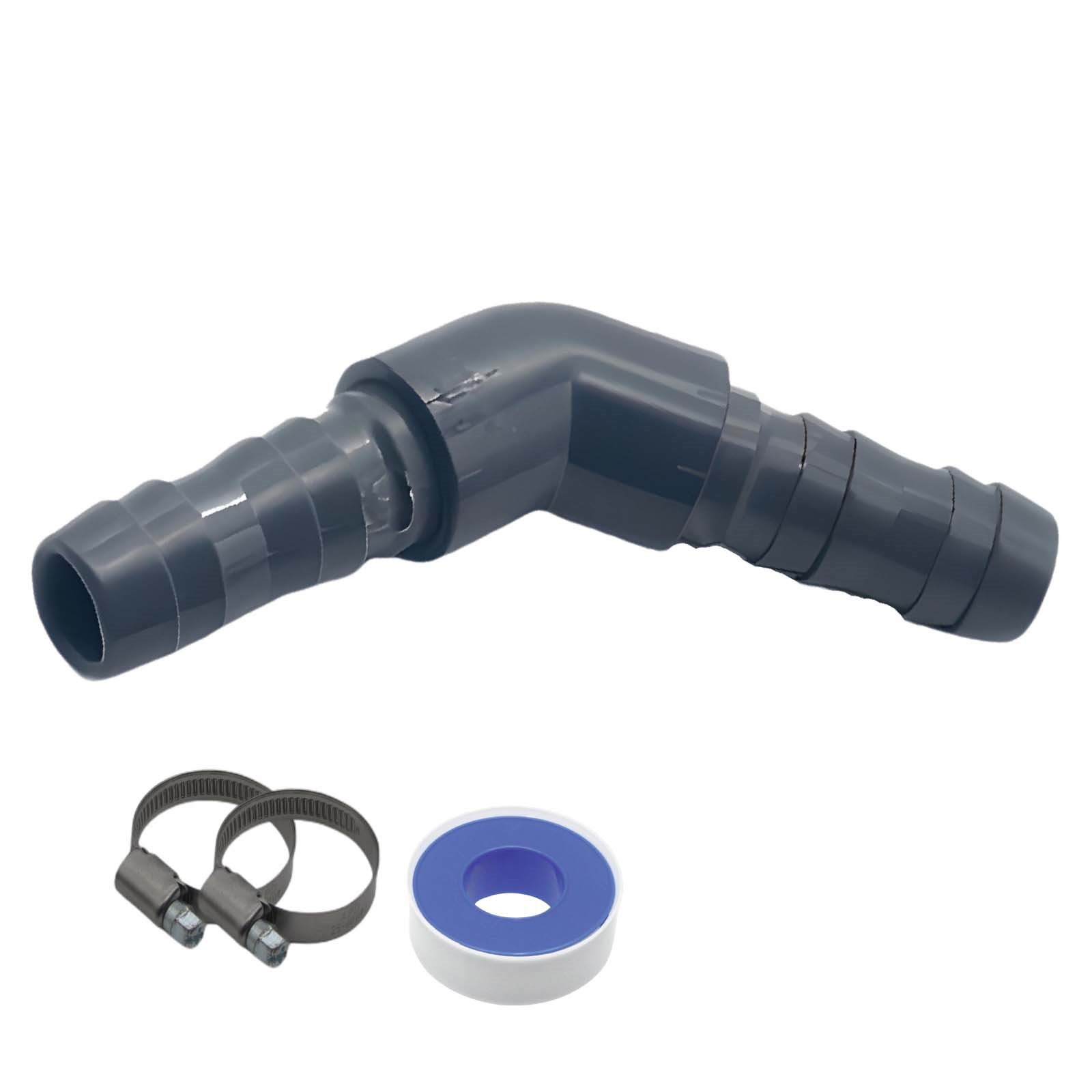 16 mm PVC PROFI Winkel 45° Schlauch Verbinder Stutzen Tülle Pool Teich Garten - PN 10 bar - Montage-Set