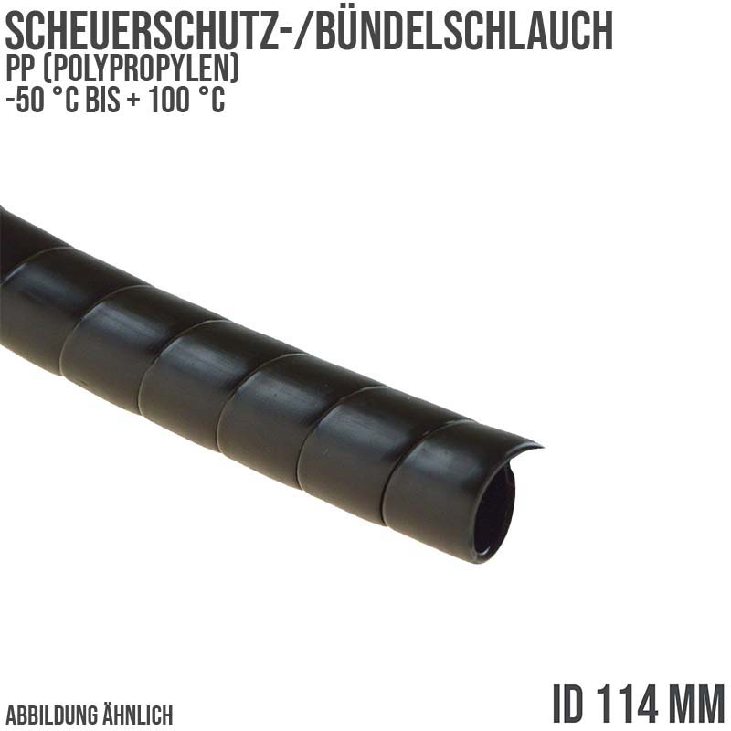 114 x 125 mm PP Scheuer Schutz Kabel Bündel Schlauch schwarz