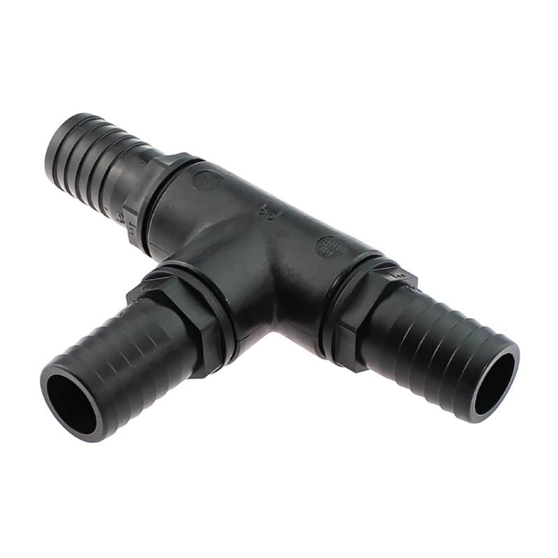 32 mm T-Stück 90° PP Schlauch Verbinder 3-fach Stutzen Tülle Pool Teich Garten schwarz - PN 6 bar
