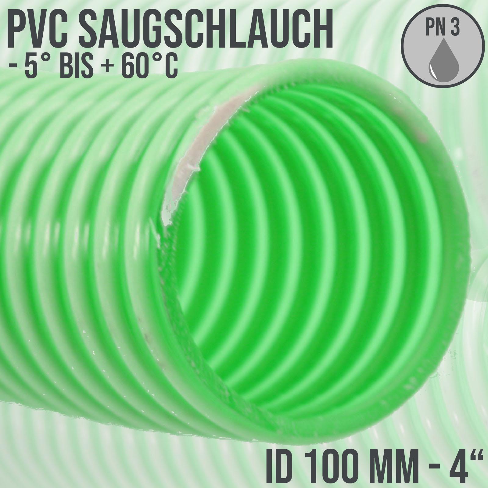 100 mm 4" Zoll Saug Ansaug Spiral Förder Pumpen Schlauch grün-weiß transparent PN 3 bar