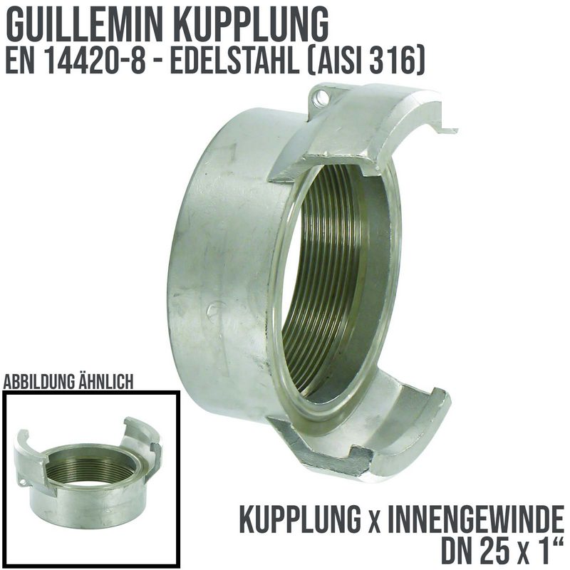 DN 25 Guillemin Kupplung BSPP Innengewinde IG 1" Edelstahl AISI 316 - PN 16 bar