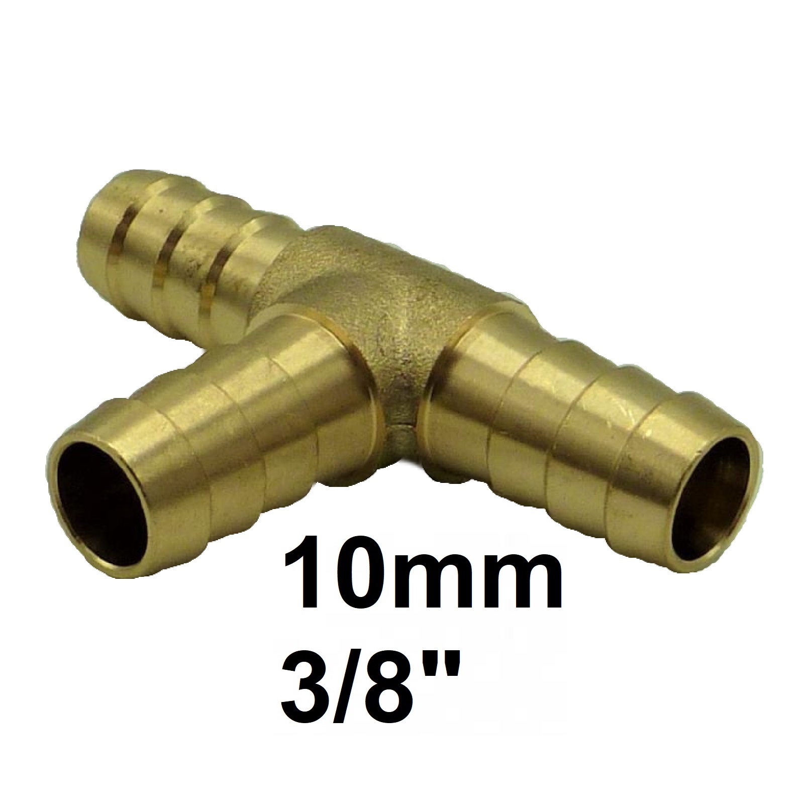 10 mm - 3/8" Zoll T-Stück Schlauch Verbinder Verteiler Tülle Kupplung Reparatur Messing PN 10 bar
