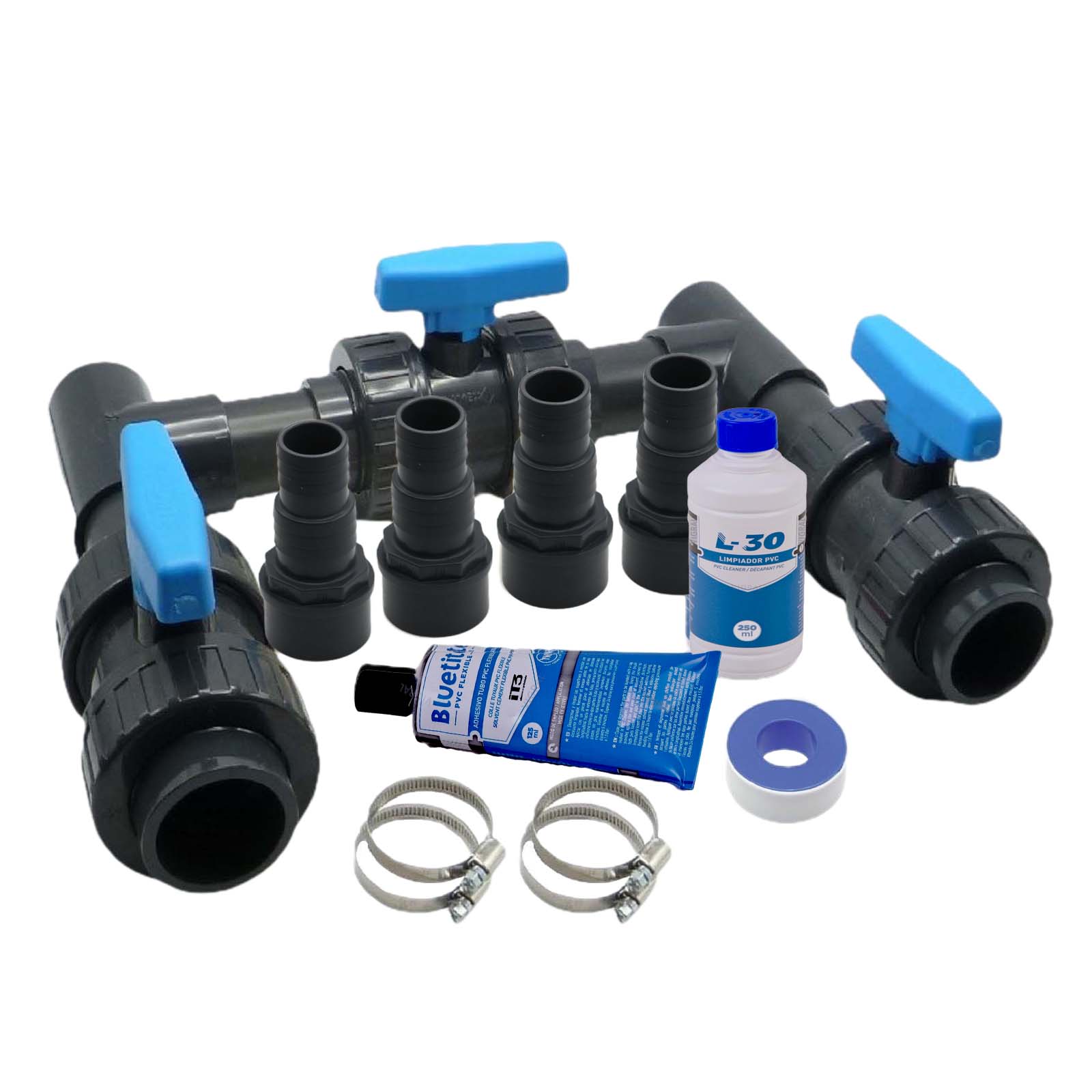 Pool Bypass-Set BASIC Wärmepumpe Schwimmbad Spa Solar Heizung Ventil 20-teilig