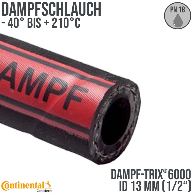 13 x 25 mm Dampf Heiss Wasser Schlauch EPDM DAMPF-TRIX 6000 - PN 18 bar