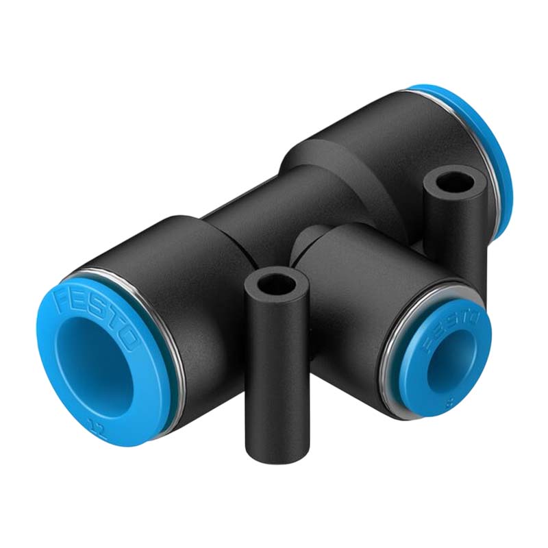 16 -> 12 mm Pneumatik Schnell Steck Verbinder QS T-Stück reduziert blau/schwarz QS-4 (153034) - PN 14 bar