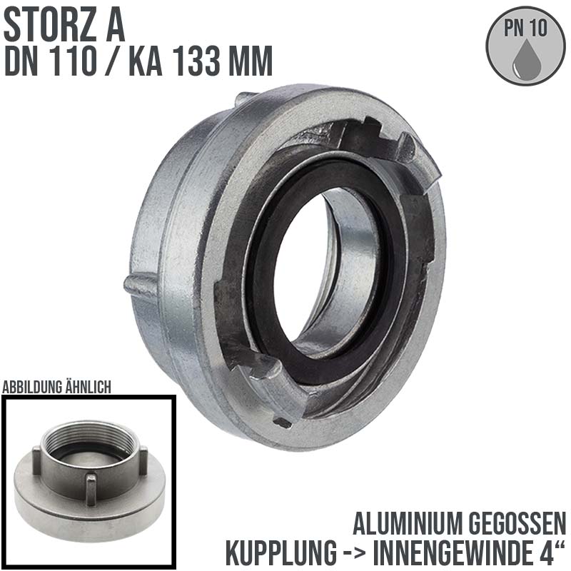 STORZ A DN 110 KA 133 Kupplung Innengewinde IG 4" Saug Bau Feuerwehr Schlauch Aluminium - PN 10 bar