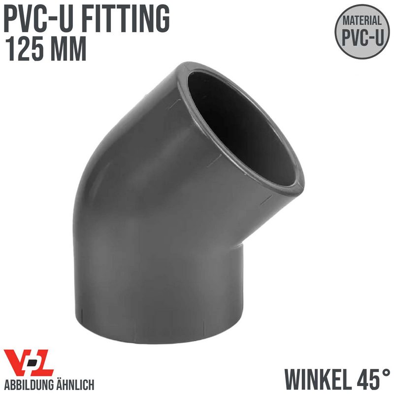 125 mm VDL PVC Klebe Fitting Winkel 45° Muffe Verbinder - PN 16 bar