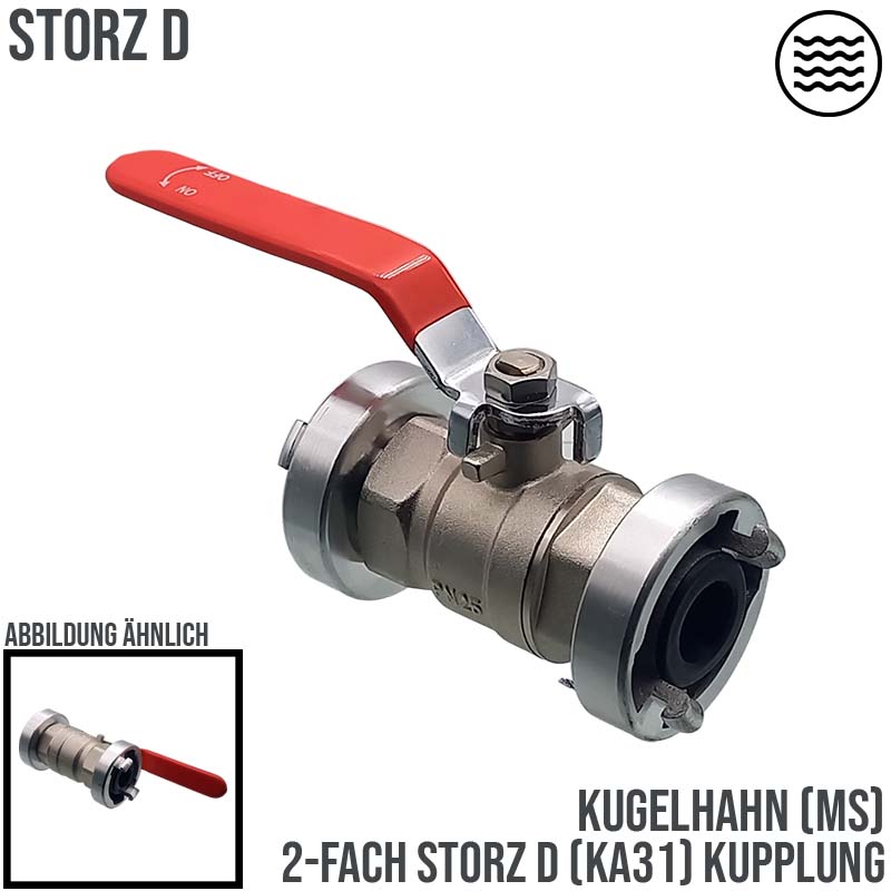 STORZ D DN 25 KA 31 Messing Kugelhahn 2-fach Kupplung (PN10)
