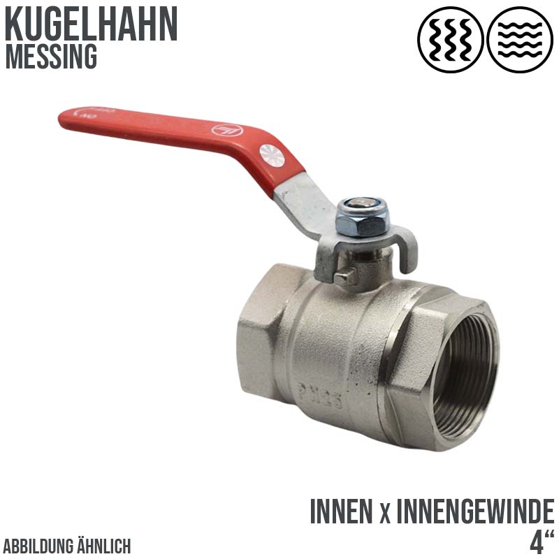 4" DN 100 Kugelhahn voller Durchgang Messing Innen x Innengewinde - PN 25 bar