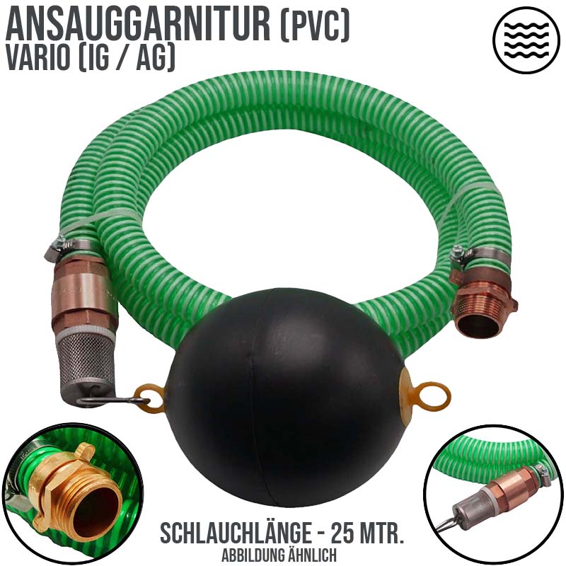 25 mm 1" Zoll Ansaug Saug Schlauch Pumpen Garnitur schwimmende Entnahme grün - 25 m