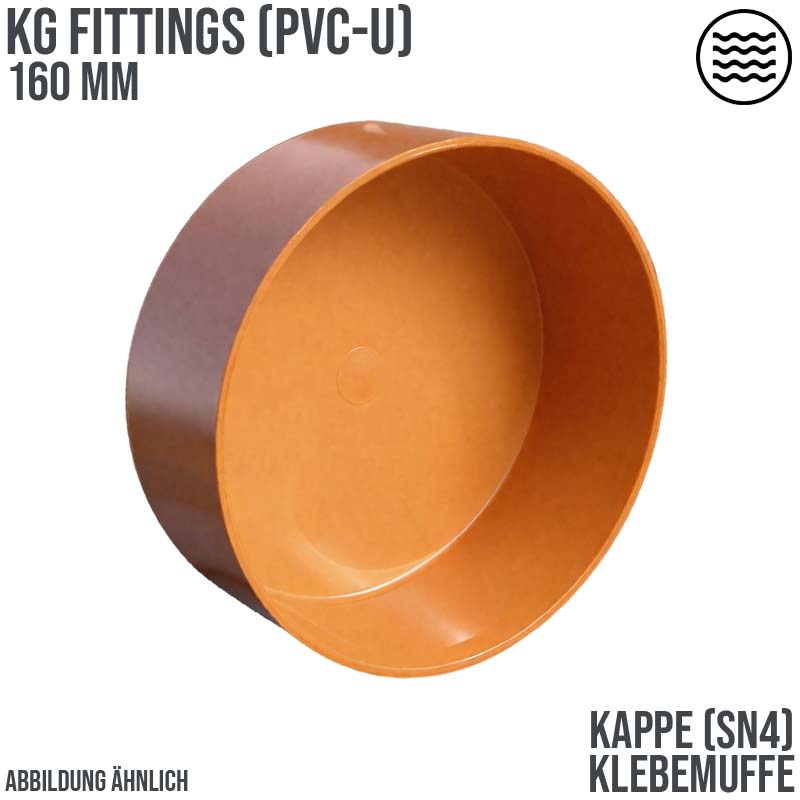 160 mm PVC Kappe Abfluß Abwasser HT KG Rohr SN4 Klebemuffe rostbraun