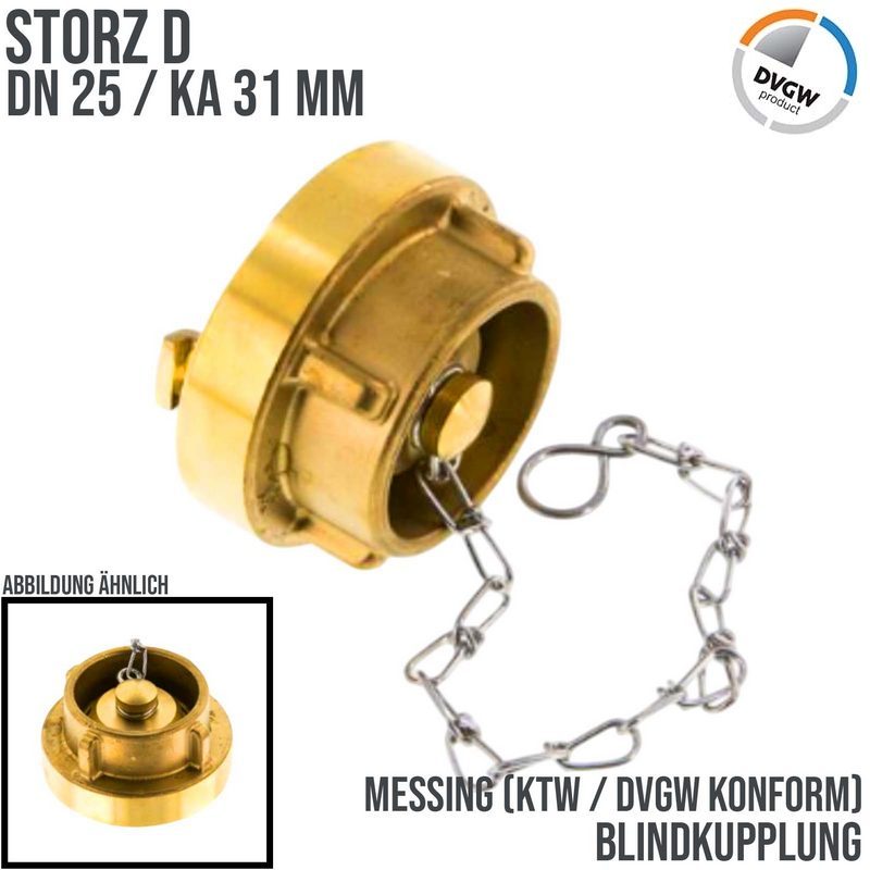 STORZ D DN 25 KA 31 Messing Blindkupplung mit Kette Saug Bau Feuerwehr Schlauch KTW NBR - PN 16 bar
