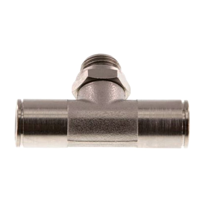 14 mm x 1/2" Pneumatik Steck Verbinder T-Stück 90° IQS MSV Messing Außengewinde zylindrisch - PN 16 bar