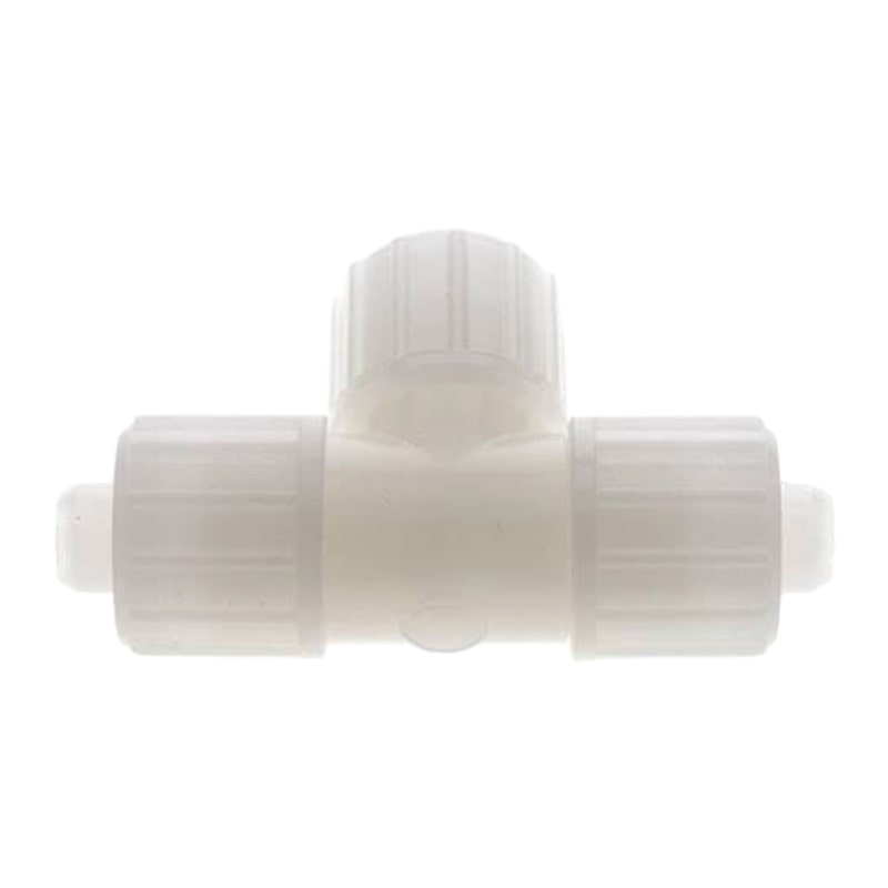 16 x 10 mm T-Stück 90° TX Fitting Gewebe Schlauch Verbinder FDA PVDF weiß - PN 10 bar