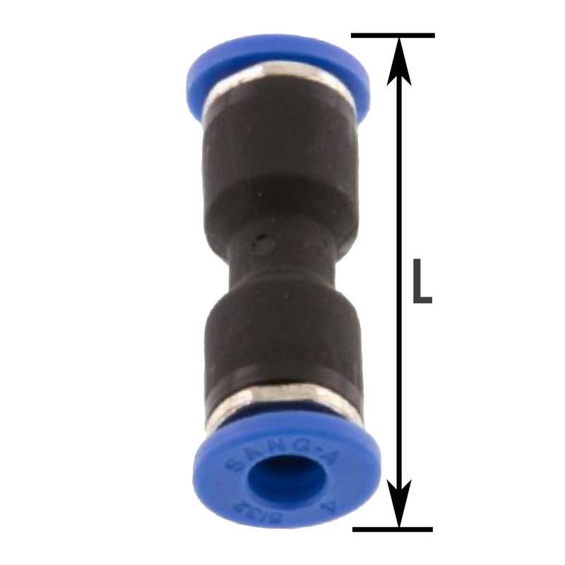 16 mm Pneumatik Steck Verbinder IQS gerade blau/schwarz PA PU Schlauch - PN 20 bar
