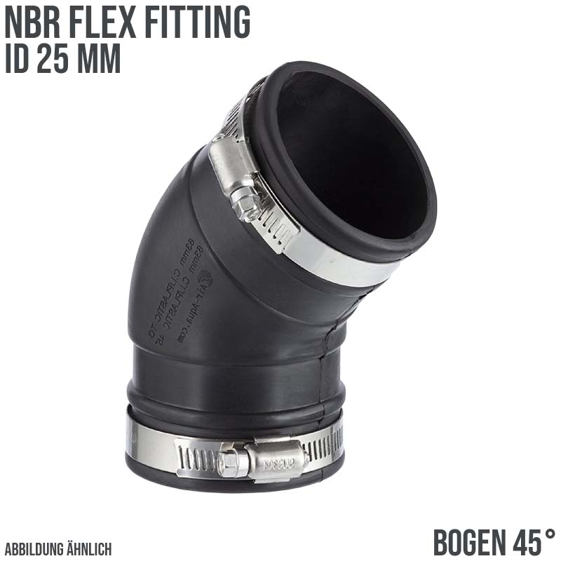 25 mm NBR Flex Fitting Bogen 45° Verbinder Reparatur (Klemmbereich 23 - 27 mm)