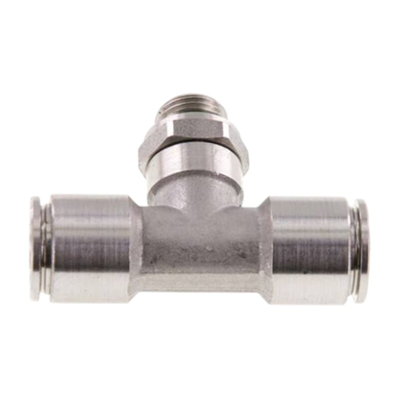 4 mm x 1/4" Pneumatik Steck Verbinder T-Stück 90° IQS Edelstahl VA 1.4404 Außengewinde zylindrisch - PN 15 bar
