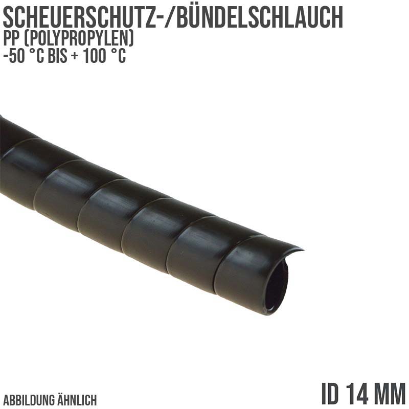 14 x 16,4 mm PP Scheuer Schutz Kabel Bündel Schlauch schwarz