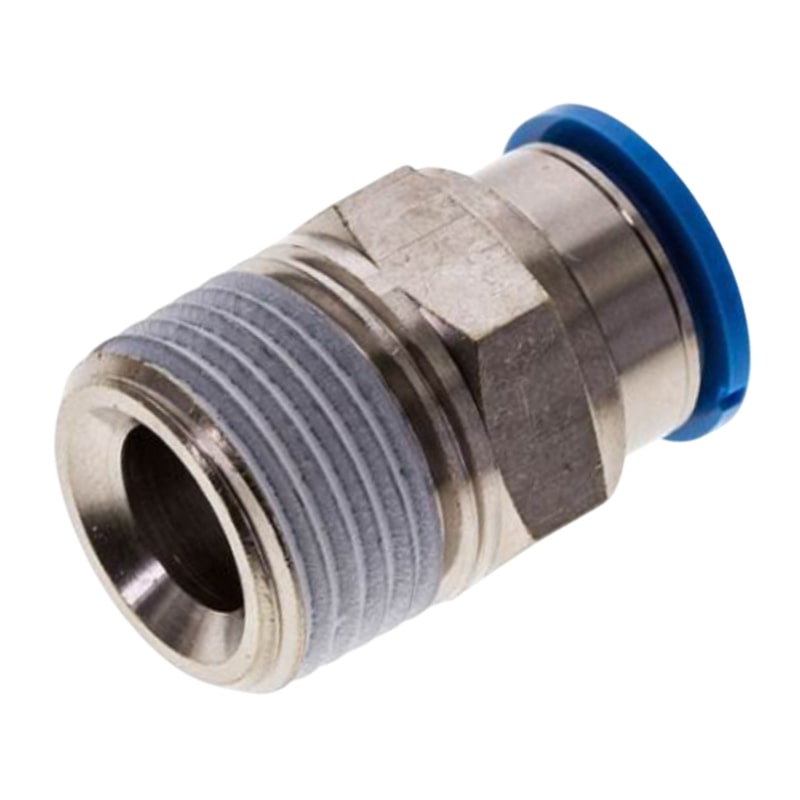 6 mm x 1/8" Pneumatik Schnell Steck Verbinder Außengewinde AG blau/schwarz ASK QS-1/8-6 (153002) - PN 14 bar