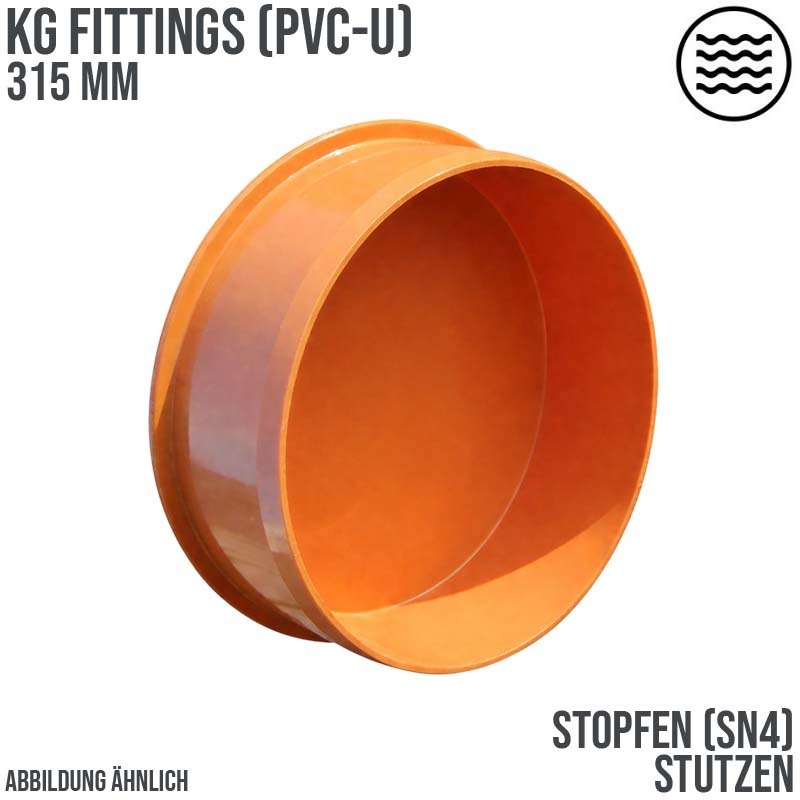 315 mm PVC Stopfen Abfluß Abwasser HT KG Rohr SN4 Stutzen rostbraun