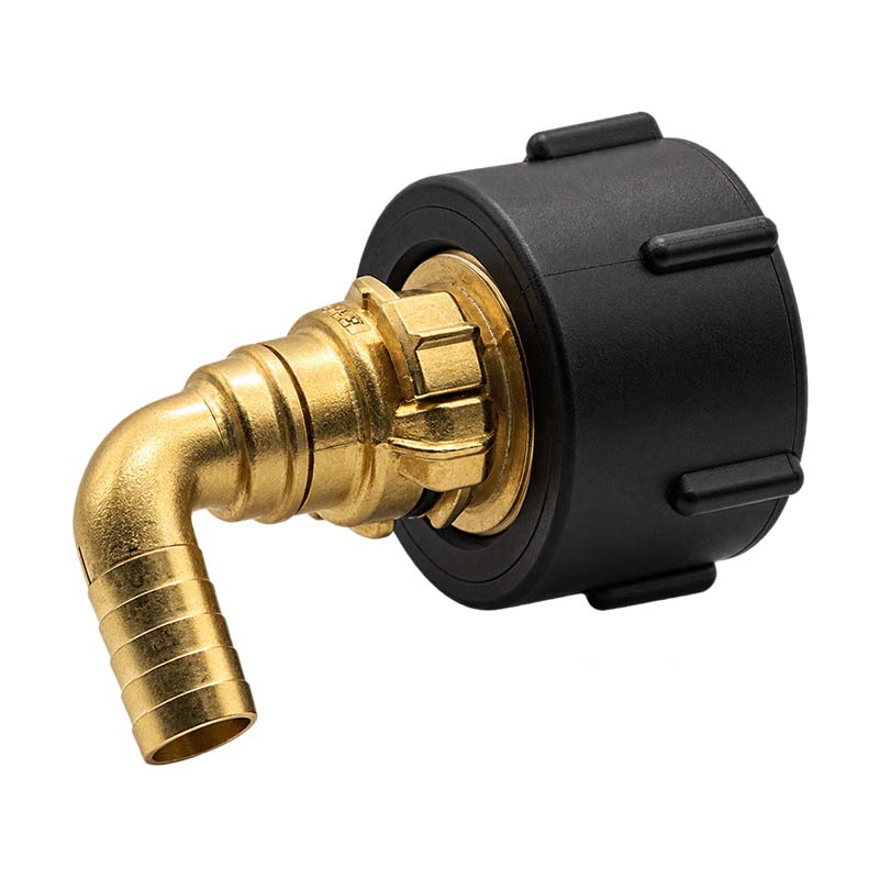 S60 x 6 IBC Adapter auf Schnellanschluss + 90° Kupplung drehbar 3/4" 19mm Container Tank Zubehör (GEKA kompatibel)